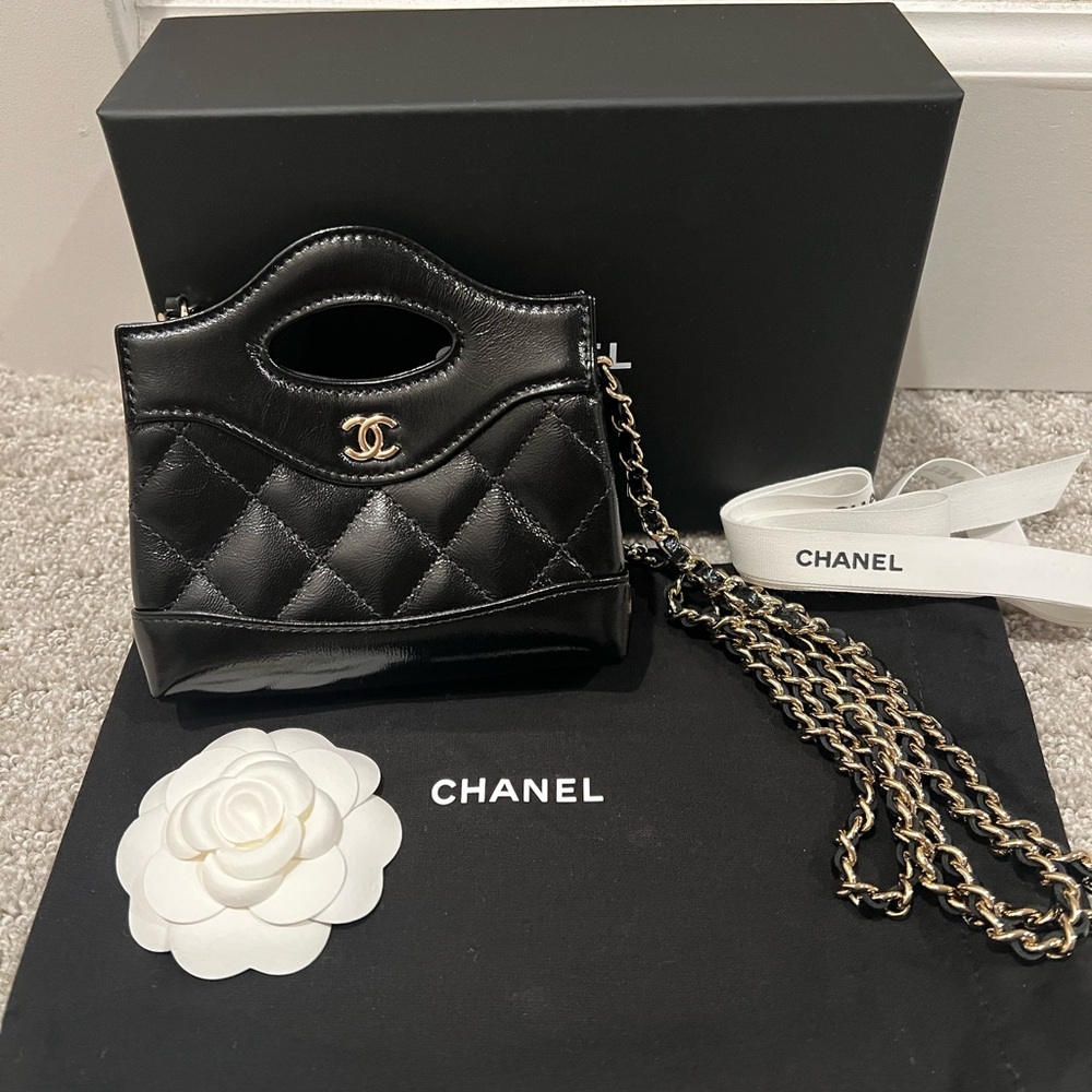 New Chanel mini nano 31 clutch with chain slg